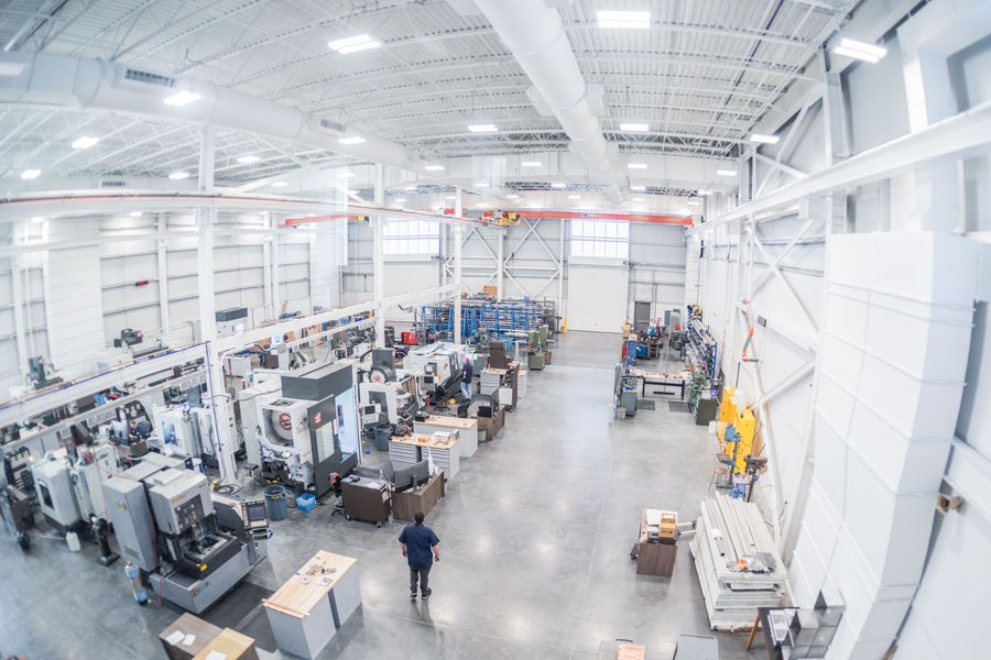 An aerial view SDL's Machine Shop.